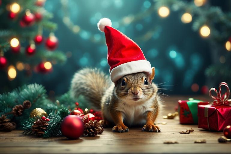 Leonardo_Diffusion_XL_Baby_squirrel_with_Christmas_hat_surroun_2