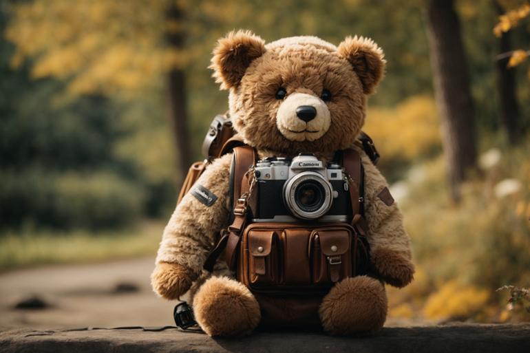 PhotoReal_Teddy_bear_with_backpack_with_Canon_camera_And_the_q_0